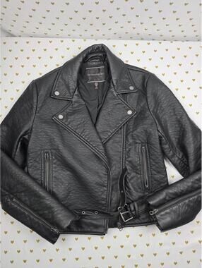 Victoria's Secret SUPER SOFT Faux Leather Motorcycle Moto Jacket Black Medium